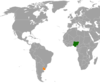 Location map for Nigeria and Uruguay.