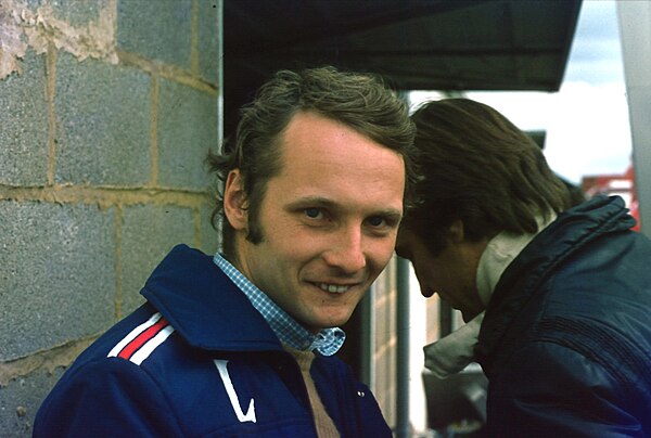 Niki Lauda (pictured in 1975) was runner up by one point, driving for Ferrari