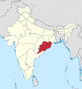 Poziția regiunii Odisha