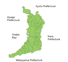 Osaka prefekturasının xəritəsi