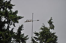 The PLC initials can still be seen on this weather vane atop Xavier Hall. PLU - Xavier Hall detail 02.jpg