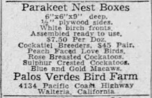 Palos Verdes Bird Farm classified advertisement 1953 Palos Verdes Bird Farm classified advertisement 1953.jpg