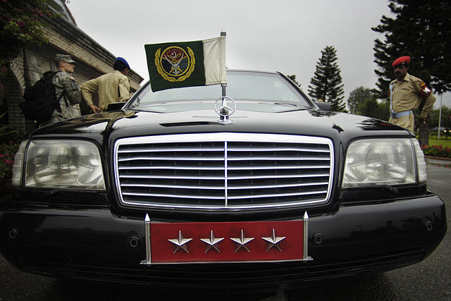 Car used by Chairman Joint Chiefs with the flag and star plate (General Ehsan ul Haq's car in 2006)