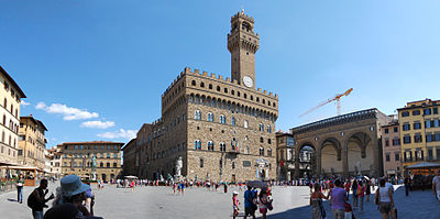 Piazza della Signoria in Florence with the Palazzo Vecchio and the Loggia dei Lanzi Piazza Signoria - Firenze.jpg