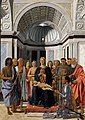 Pala di Brera, de Piero della Francesca, 1472-1474; una sacra conversazione con donante (Federigo de Montefeltro).