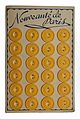 English: Plate of 24 old yellow buttons. Français : Planche de 24 boutons jaunes anciens.