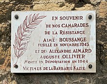 Gedenktafel zu Ehren von Aimé Boussage, Alexandre Aimard und Auguste Ollivier, Rue Aimé Boussange in Lyon, Mai 2019) .jpg