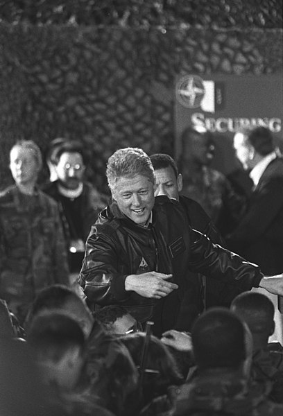 File:President Clinton, Hillary Rodham Clinton and Chelsea Clinton greet troops at Tuzla Air Force Base in Bosnia - Flickr - The Central Intelligence Agency (2).jpg