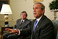 President George W. Bush meets with the Prime Minister David Oddsson of Iceland in the Oval Office.jpg