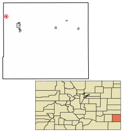 Location of Wiley in Prowers County, Colorado.