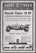 Publicité de 1919, pour la 10HP type A.