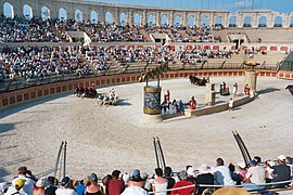 Recreación de una carrera de carros romana.