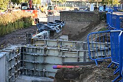 A potential new pathway or set of stairs taking shape at Queen's Gardens in Kingston upon Hull, currently undergoing major redevelopment works.