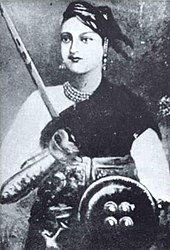 Lakshmibai, Rani of Jhansi who was killed by a soldier of the 8th Hussars Rani of jhansi.jpg