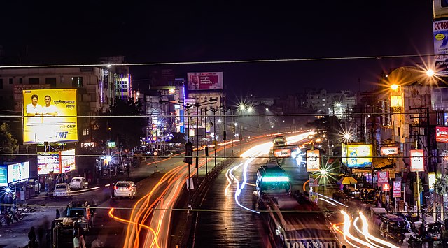A busy Rathbari Junction Night View
