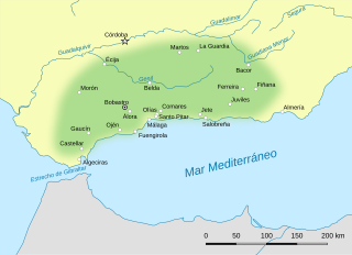 Extensión aproximada de la rebelión de Omar ben Hafsún en torno al 912, antes de las campañas de Abderramán contra él y sus hijos, que concluyeron con el aplastamiento de la larga sublevación contra la autoridad cordobesa en el 928