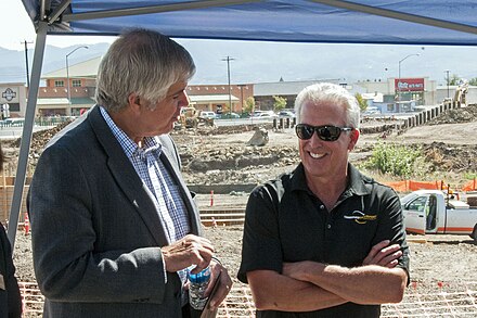 Bentz and Mike Card, Chairman of the American Trucking Associations, talk about the Oregon Route 62 Expressway Project