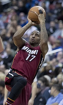 McGruder shoots while with the Miami Heat in 2016 Rodney McGruder (31087687806) (cropped).jpg