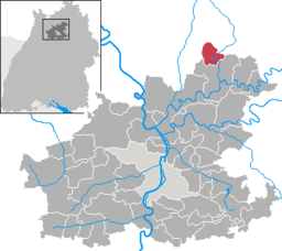 Läget för Roigheim i Landkreis Heilbronn