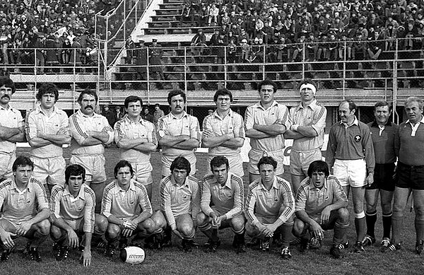 The Oaks starting lineup that beat France 15–0 in November 1980.