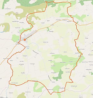 Carte en couleurs représentant les limites d'une commune.