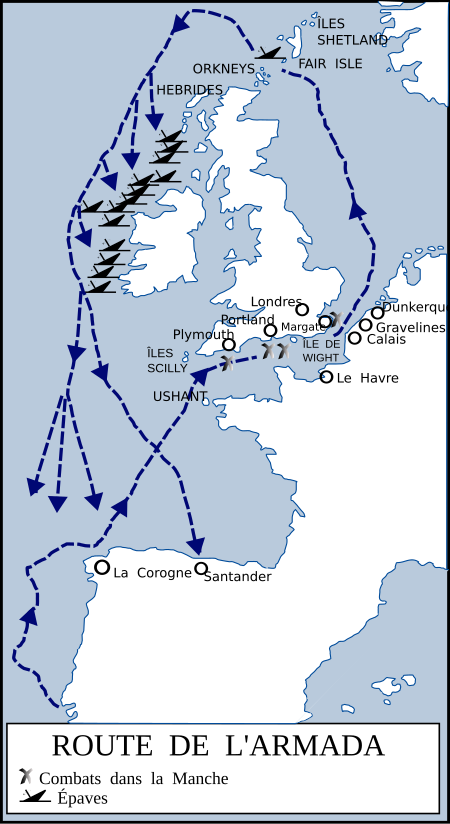 Fail:Routes of the Spanish Armada (fr).svg