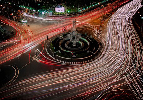 Automobile light trails in Bangladesh