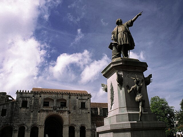 Christopher Columbus statue in colonial Santo Domingo.