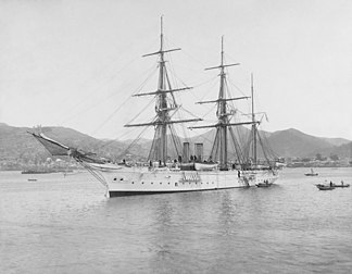 La corvette trois-mâts barque SMS Arcona en 1897, à Nagasaki. (définition réelle 6 532 × 5 080)