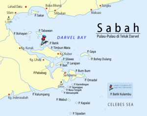 Location of Pulau Bati Kulambu in Darvel Bay