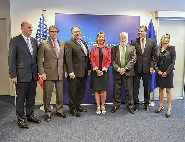 Sondland (far left) at the United States–EU Energy Council meeting in Brussels on July 12, 2018