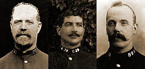 Sergeants Tucker and Bentley and Constable Choate, murdered while on duty on 16 December 1910 Sergeants Tucker and Bentley and PC Choate.jpg