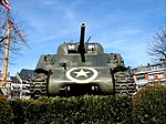 Le char Sherman M4 sur la place de Bastogne