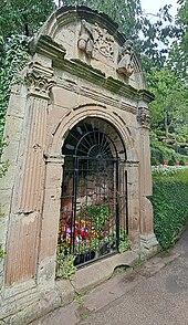 A surviving 1679 arbour, that of the Shoemakers Guild Shoe makers arbour Shrewsbury.jpg