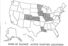 A map issued by the DOJ in 1991, showing the locations of Sons of Silence chapters in the United States. Sons of Silence MC chapter map.png