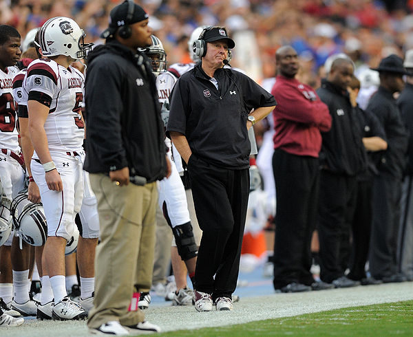 Spurrier stands on the sidelines during the Gamecocks' November 15, 2008, game against Florida.