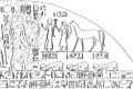 Resa grafica di un particolare della Stele della Vittoria di Pi(ankh)y (XXV dinastia) nel tempio di Amon a Gebel Barkal