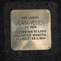 Stolperstein - Stuttgart - Oswald-Hesse-Str 27 - Klara Vetter.JPG