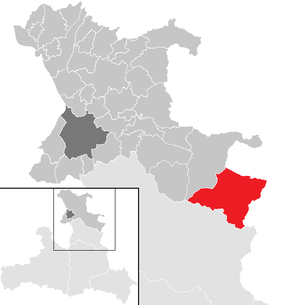 Plats för kommunen Strobl i distriktet St. Johann im Pongau (klickbar karta)
