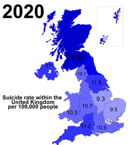 Suicide rates within the United Kingdom per 100,000 people in 2020 Suicide rates within the United Kingdom per 100,000 people in 2020.png