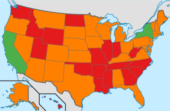 Legal protections for tenant union organizing by state, 2018 Tenant right laws by US States, 2023.png