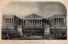 Reproductive collotype of a wood engraving of the British Museum. The British Museum; the main facade. Collotype after an earl Wellcome V0013517.jpg