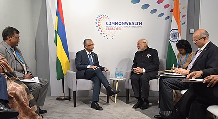 Prime Minister Pravind Jugnauth with Indian Prime Minister Narendra Modi, 19 April 2018