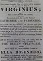 English: Advertisement for the programme at the Theatre Royal, Jersey: 13 July 1822 - Virginius; Catherine and Petruchio (The Taming of the Shrew)