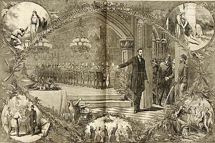 Lincoln welcomes Confederate soldiers (Nast, 1864)
