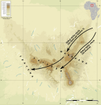 Mapa mostrando a migração de outros clãs para Tibesti de Kufra, Cyrenaica e Jalu