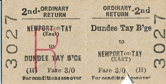 A return ticket for the train service from Dundee to Newport-on-Tay purchased on 3 May 1969. Ticket for the Newport railway.png