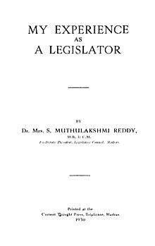 Muthulakshmi Reddy - Wikipedia