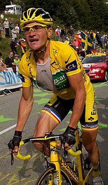 Thomas Voeckler rose to prominence for his breakaway exploits in the Tour de France Tour de France 2011, alpedhuez, voeckler (14869661682).jpg