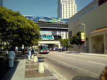 The three main Miami-Dade Transit-operated systems, Metrobus, Metromover, and Metrorail, at Government Center station in Downtown Miami. Not pictured is STS paratransit. Transit at Government Center.jpg